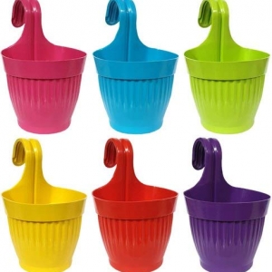 Go Hooked Plastic Lily Hook Pot With Lock, Multicolour, 6 in, 6 Pieces