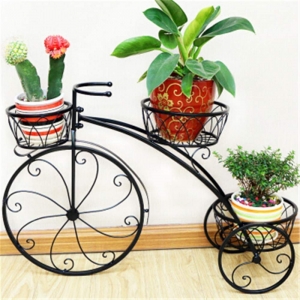 Dime Store Plant Stand Flower Pot Stand for Balcony Living Room Outdoor Indoor Plants Tricycle Plant Holder Home Decor Item (Tricycle, Black)