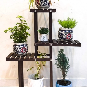 Dime Store Wooden Plant Stand for Balcony Living Room Indoor Outdoor Plant Stand Foldable Display Rack Storage Rack for Patio Garden Yard (Large, Brown)