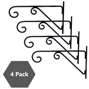 Sharpex Wall Mounted Metal Bracket for Hanging Pots, Bird Feeders, Flower Baskets, Planters, Lanterns, Wind Chimes Indoor/Outdoor Use- Black, 4 Pc